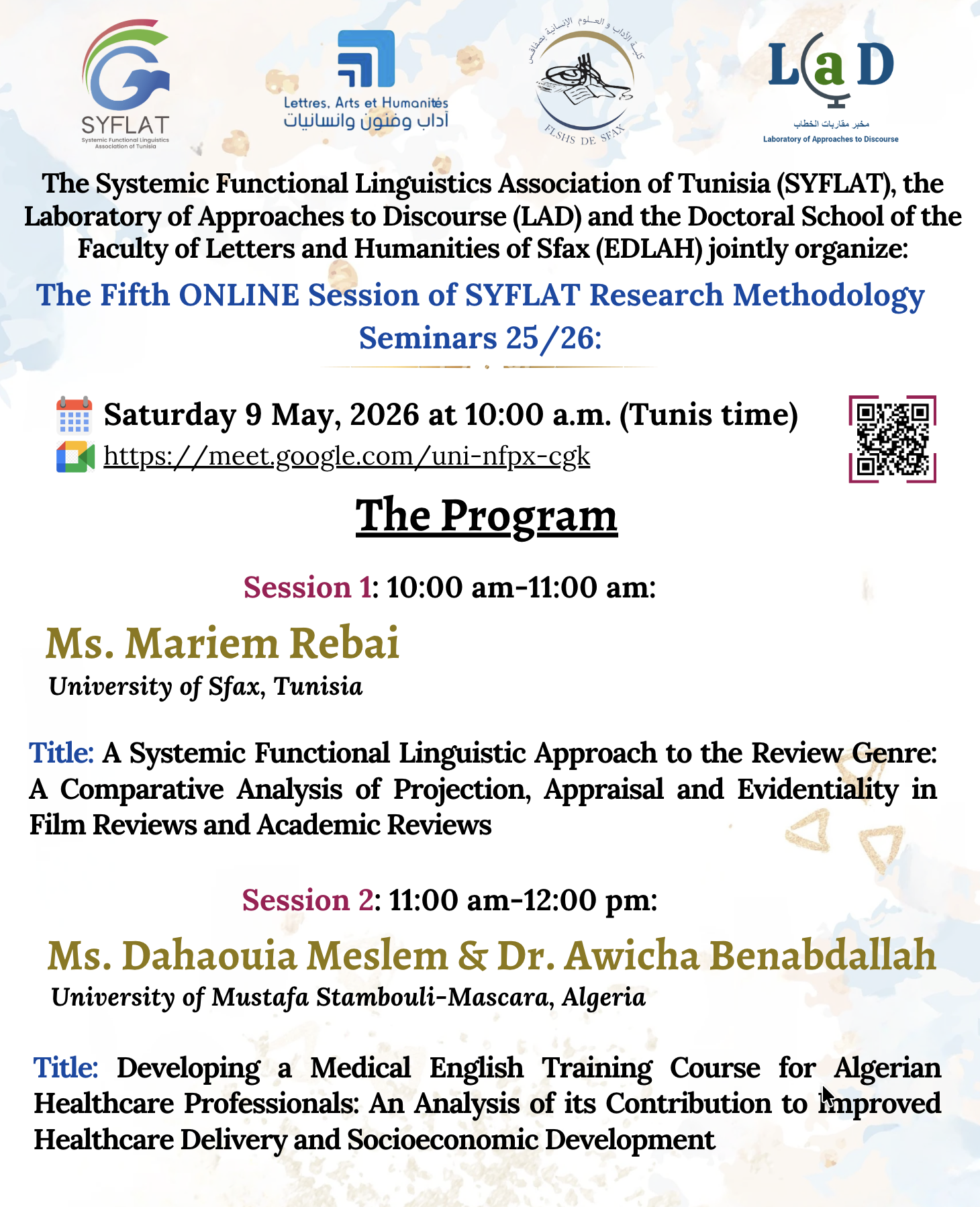 Fifth SYFLAT Research Methodology Webinar – 9 May 2026